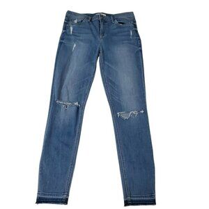 GRLFRND Jeans 28‎ Blue Skinny Candice Mid Rise Distressed Raw Hem Stretch